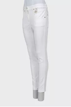 White mid rise skinny jeans