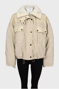 Oversized jacket with fur collar