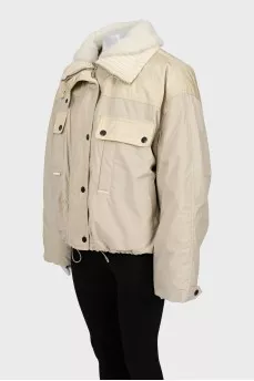 Oversized jacket with fur collar