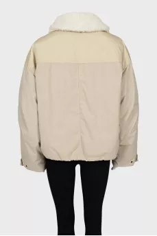 Oversized jacket with fur collar