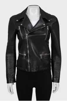Leather jacket with decor on the back