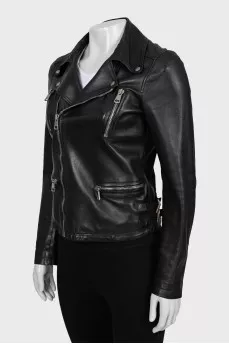 Leather jacket with decor on the back