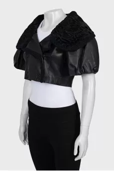 Cropped leather jacket