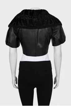 Cropped leather jacket