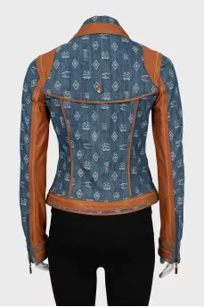 Denim jacket with leather inserts