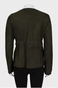 Leather sheepskin coat with belt