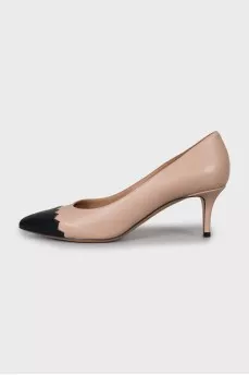 Leather shoes with black toe