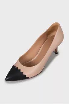 Leather shoes with black toe