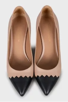 Leather shoes with black toe