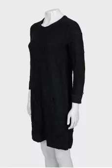 Wool dress with relief pattern