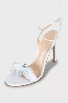 White stiletto heel sandals with laces