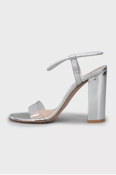 Silver high heel sandals