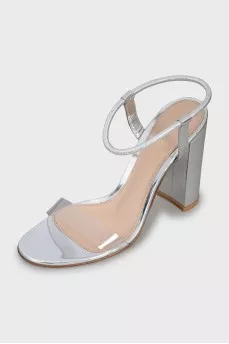 Silver high heel sandals