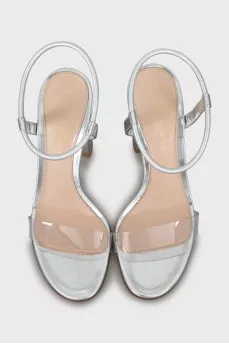 Silver high heel sandals