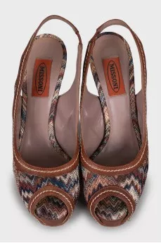 Textile printed stiletto sandals