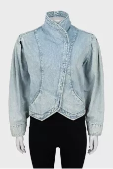 Denim jacket with puff sleeves