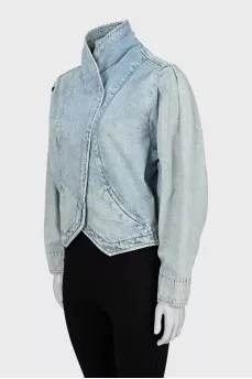 Denim jacket with puff sleeves