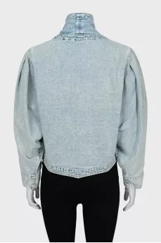 Denim jacket with puff sleeves