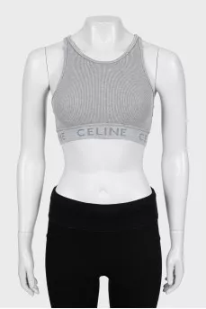 Grey ribbed logo top
