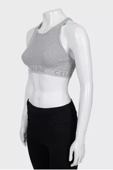 Grey ribbed logo top