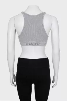 Grey ribbed logo top