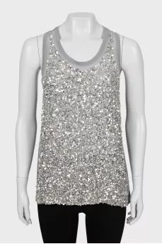 Gray T-shirt decorated with sequins