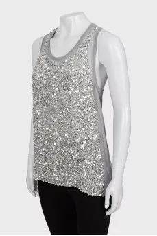 Gray T-shirt decorated with sequins