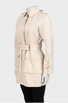 Cropped trench coat with belt