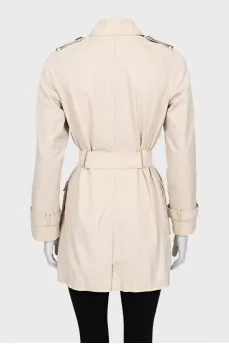 Cropped trench coat with belt