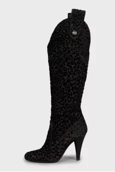 Textile boots in animal print