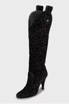 Textile boots in animal print