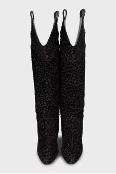 Textile boots in animal print