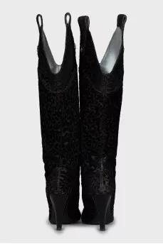 Textile boots in animal print