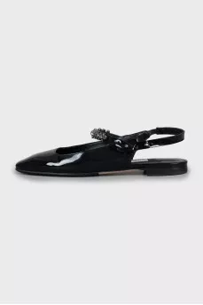 Patent leather square toe slingbacks