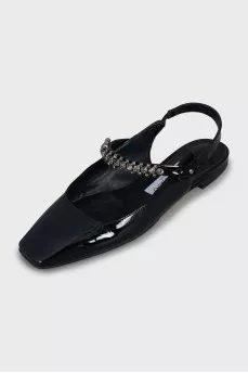 Patent leather square toe slingbacks