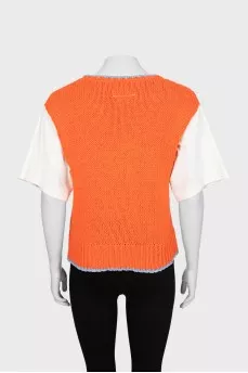 Knitted T-shirt with contrast sleeves