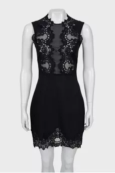Fitted mini dress with lace