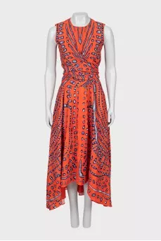 Printed Maxi Dress with Tie