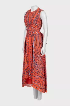 Printed Maxi Dress with Tie