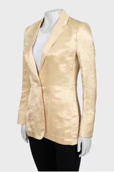 Yellow button down jacket