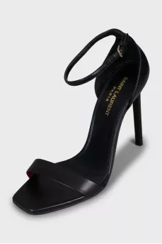 Leather high heel sandals
