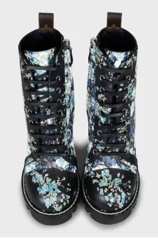 Star Trail printed leather ankle boots