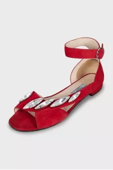 Suede low heel sandals