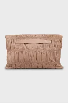 Leather clutch with gold logo