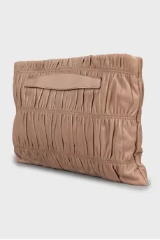 Leather clutch with gold logo