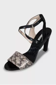 Black snakeskin sandals