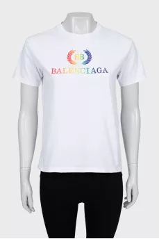 Straight T-shirt with embroidered logo