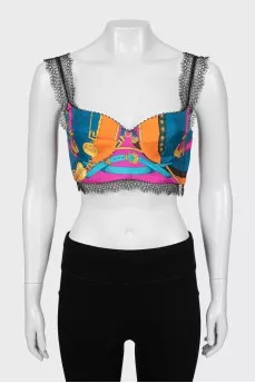 Silk top decorated with lace