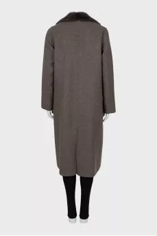 Wool coat with fur inserts