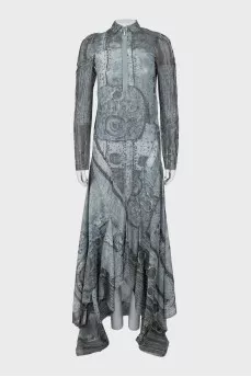 Maxi dress with asymmetrical hem